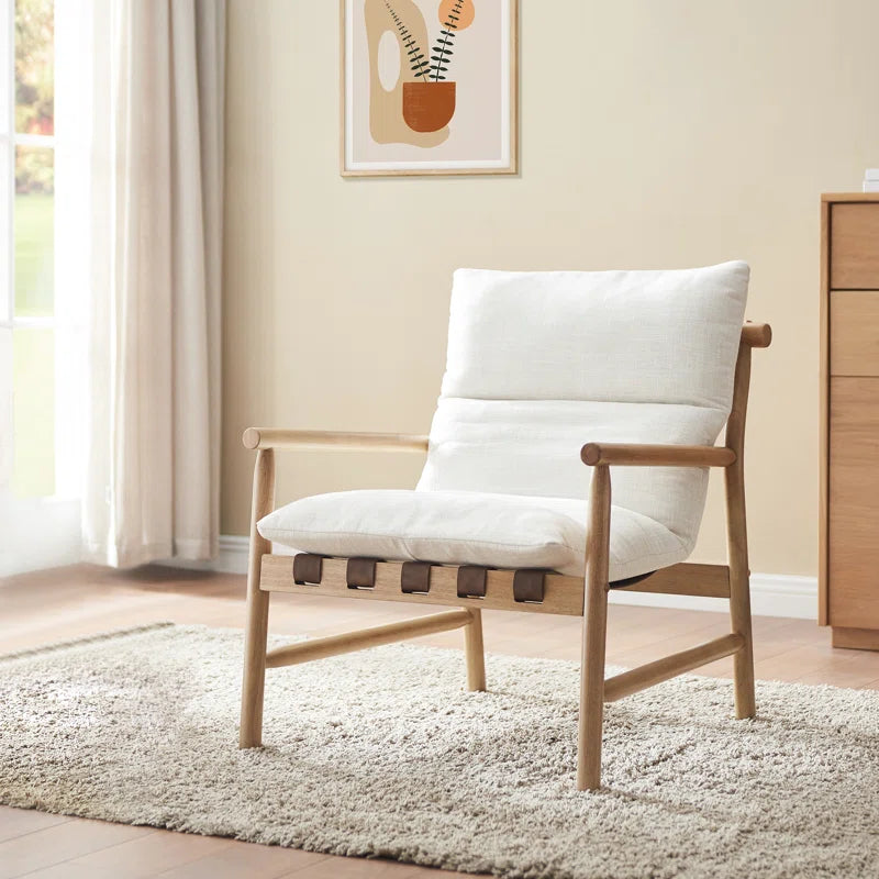 Wide Upholstered Accent Chair with Wooden Legs