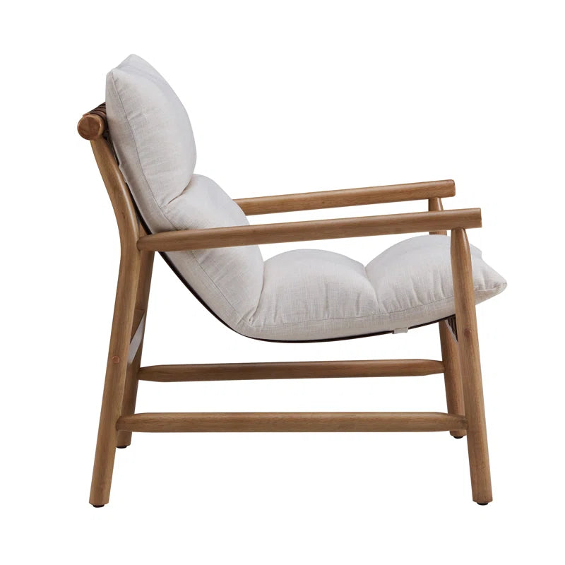 Wide Upholstered Accent Chair with Wooden Legs