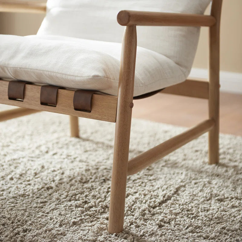 Wide Upholstered Accent Chair with Wooden Legs