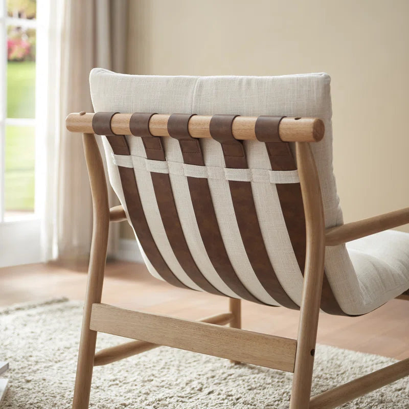 Wide Upholstered Accent Chair with Wooden Legs