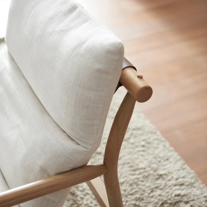 Wide Upholstered Accent Chair with Wooden Legs