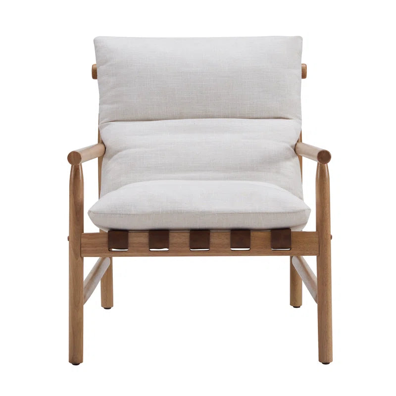 Wide Upholstered Accent Chair with Wooden Legs
