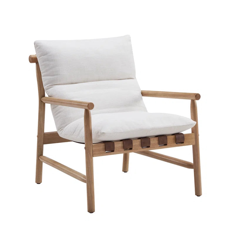 Wide Upholstered Accent Chair with Wooden Legs