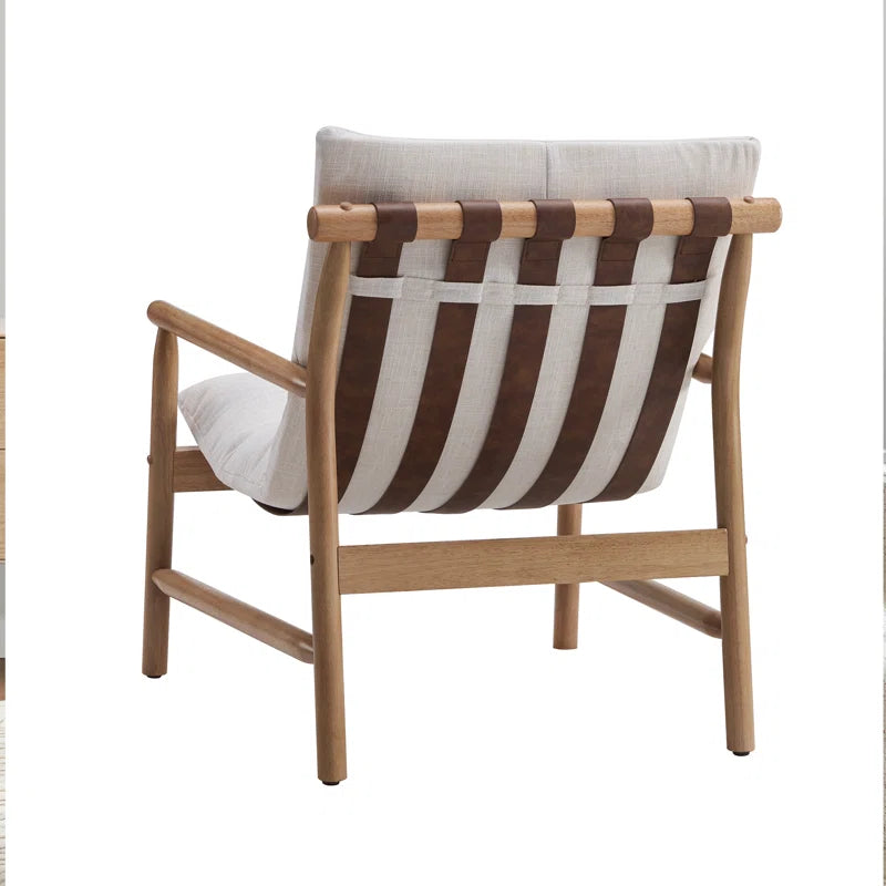 Wide Upholstered Accent Chair with Wooden Legs