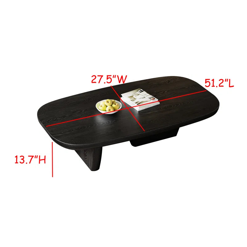 Modern Minimalist Teak Leg Solid Wood Rectangular Coffee Table