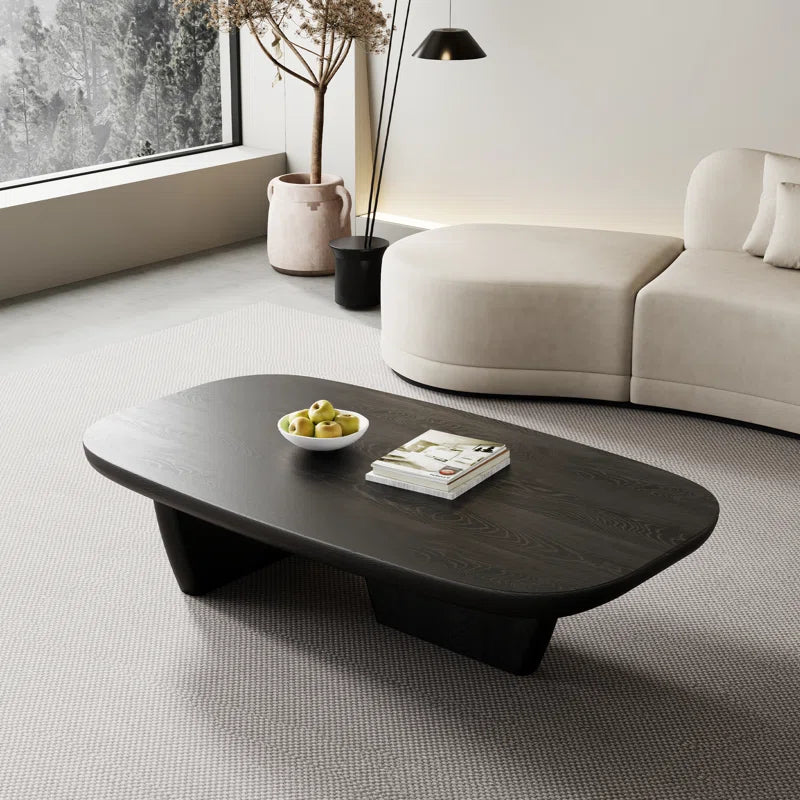 Modern Minimalist Teak Leg Solid Wood Rectangular Coffee Table
