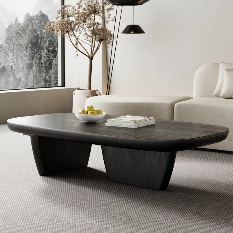 Modern Minimalist Teak Leg Solid Wood Rectangular Coffee Table