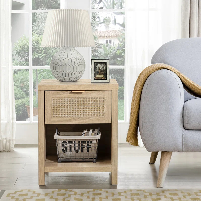 Civic Rattan Drawer Bedside Table