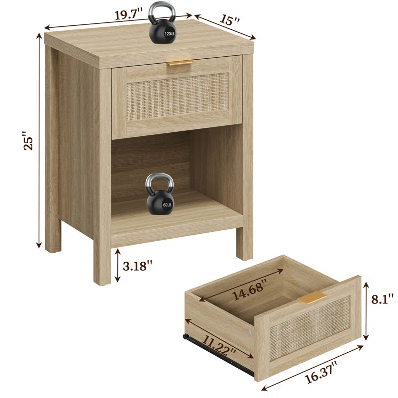 Civic Rattan Drawer Bedside Table