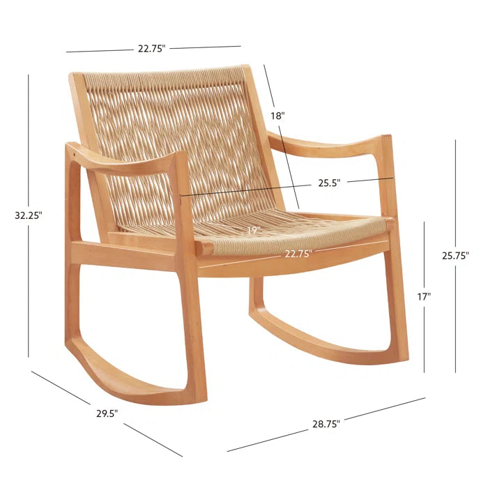 Natural Solid Teak Wood Rocking Chair