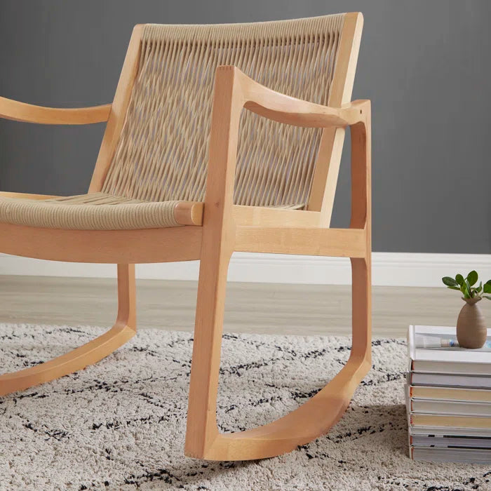Natural Solid Teak Wood Rocking Chair