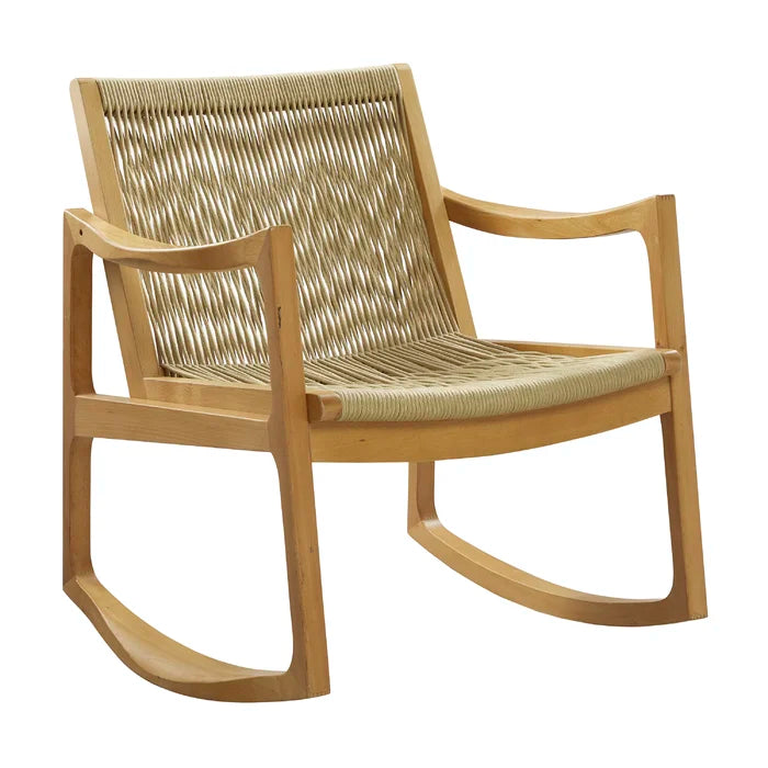 Natural Solid Teak Wood Rocking Chair