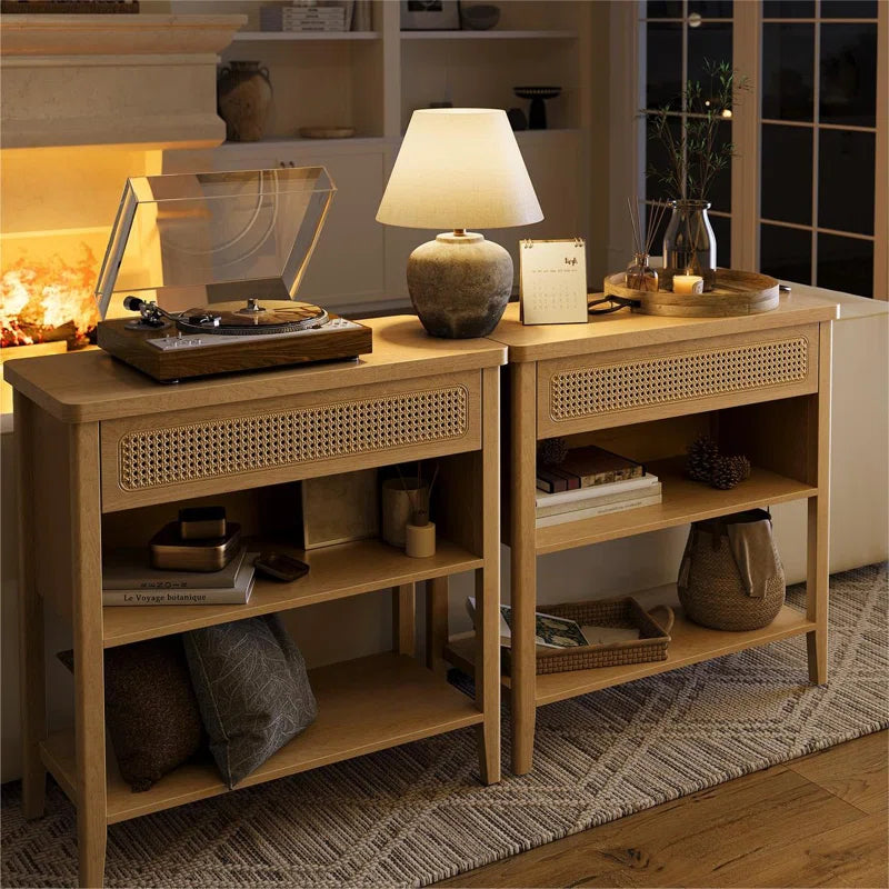 Coastal Boho Console Table with Cane Detailing