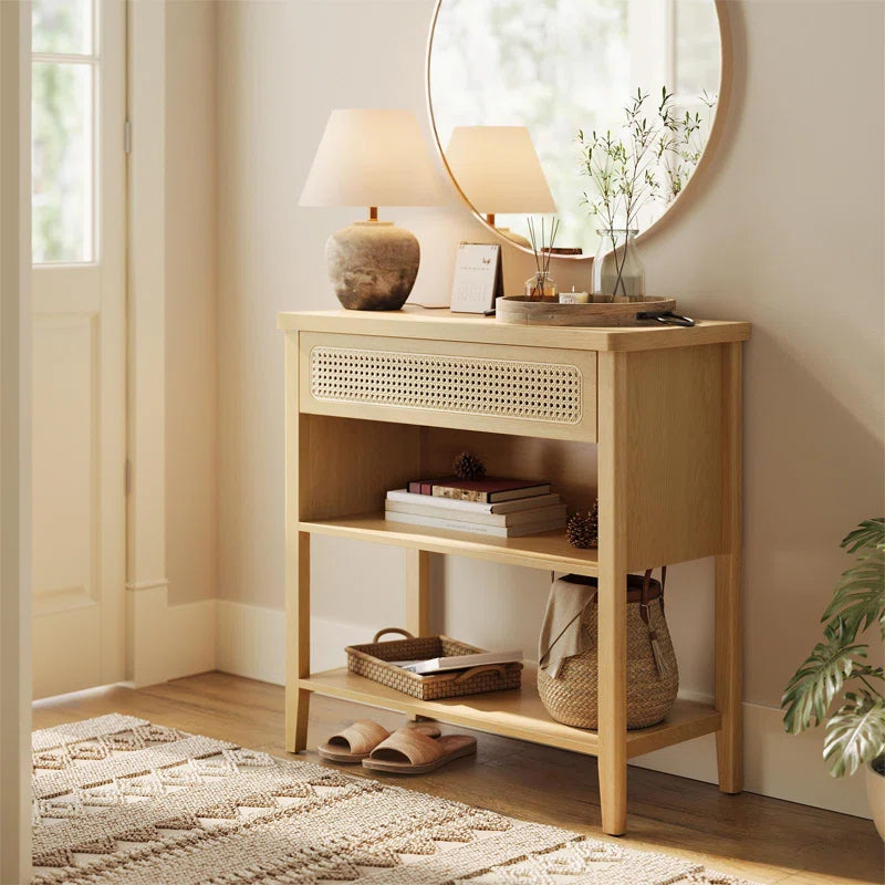 Coastal Boho Console Table with Cane Detailing