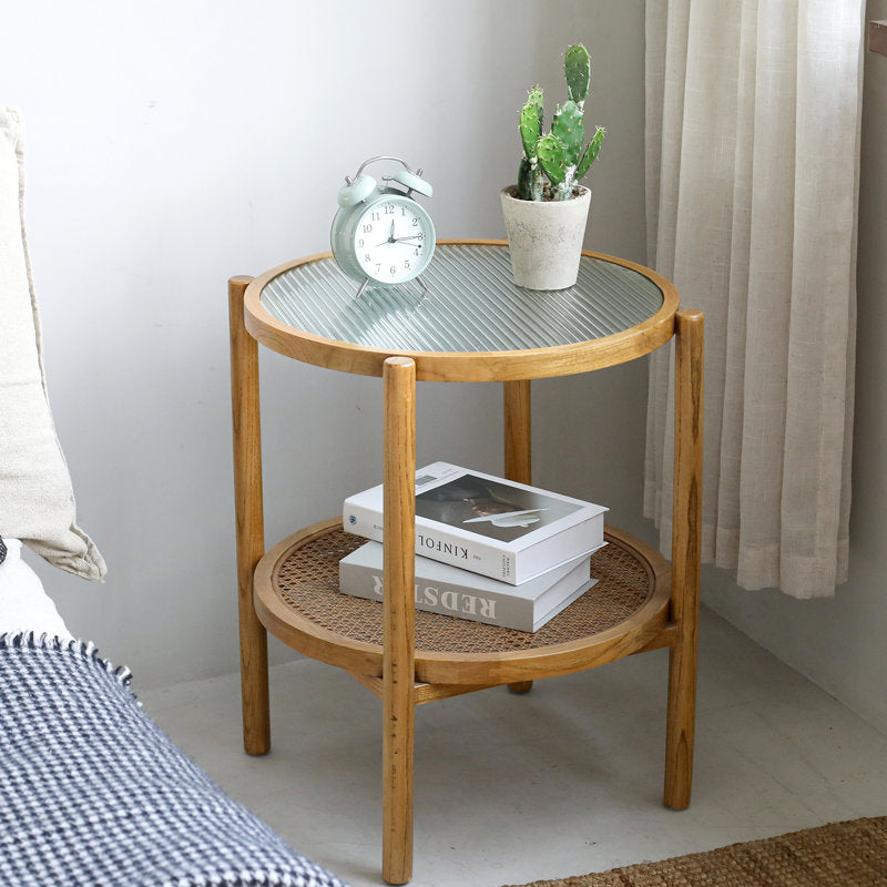 Aurora Glass & Rattan Coffee Table