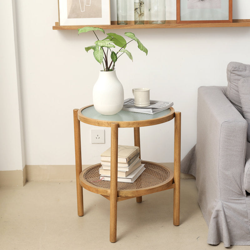 Aurora Glass & Rattan Coffee Table