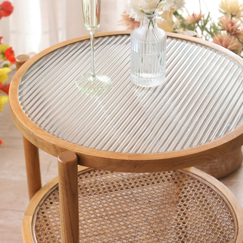 Aurora Glass & Rattan Coffee Table