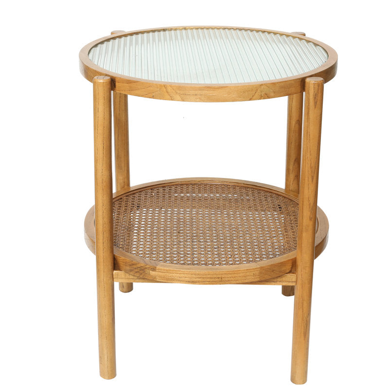 Aurora Glass & Rattan Coffee Table