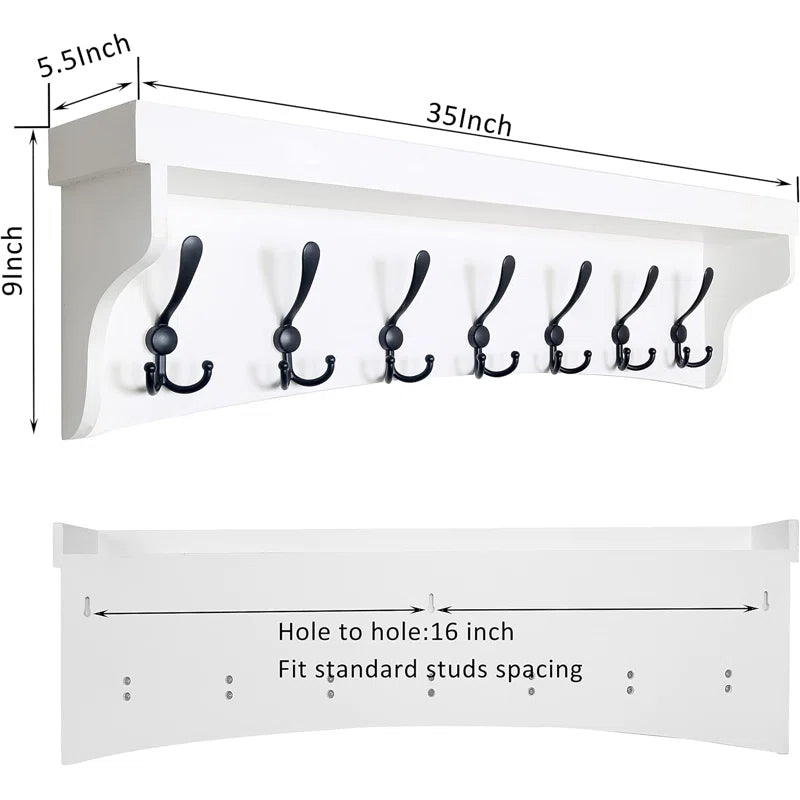 White Rack Wall Mount With Shelf