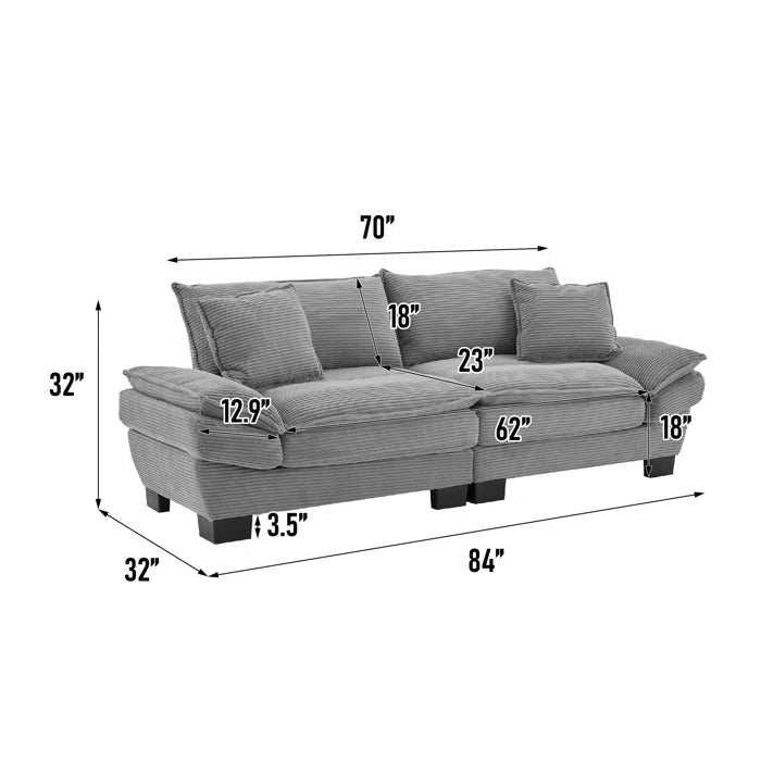 Modern Corduroy Loveseat Sofa