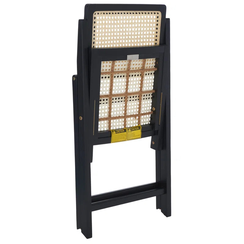 Black Rattan Folding Dining Chair
