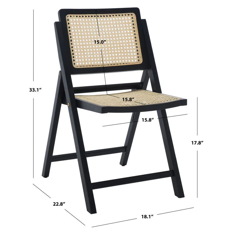 Black Rattan Folding Dining Chair
