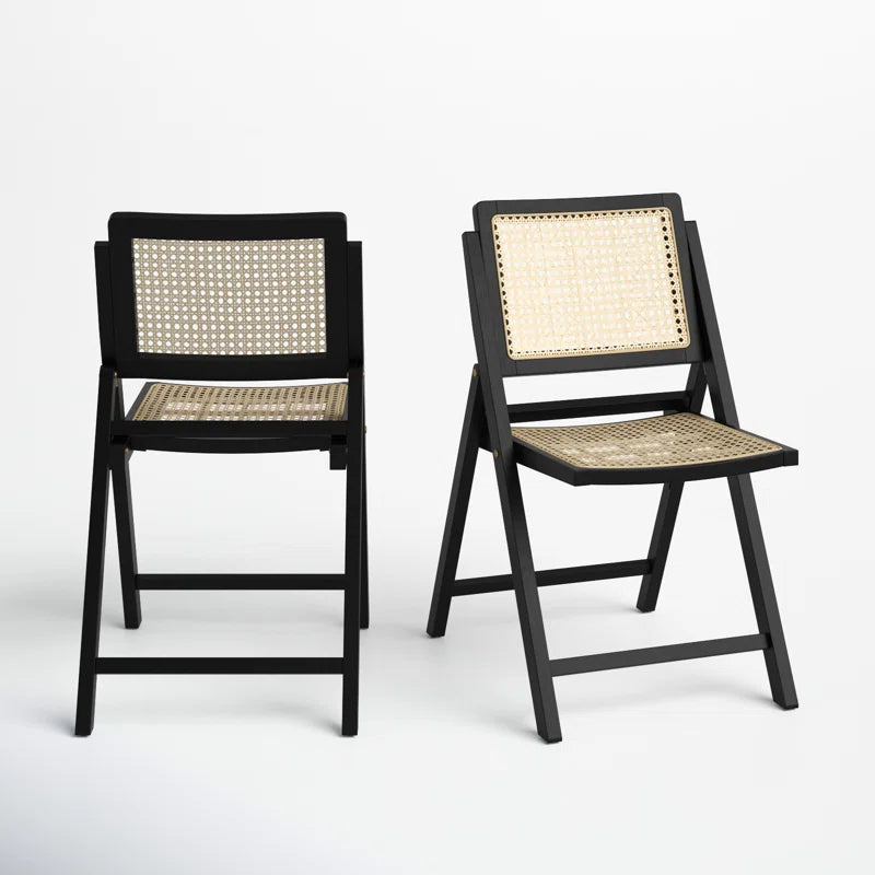Black Rattan Folding Dining Chair