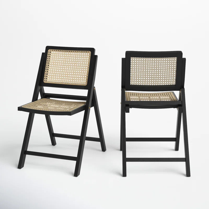 Black Rattan Folding Dining Chair