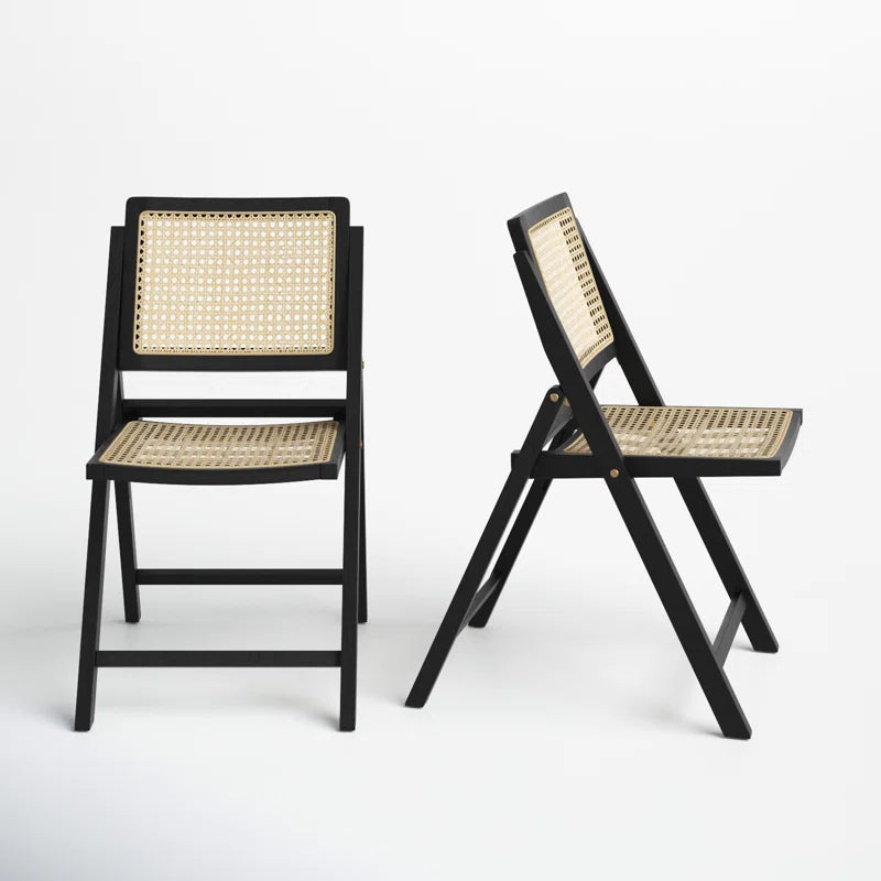 Black Rattan Folding Dining Chair
