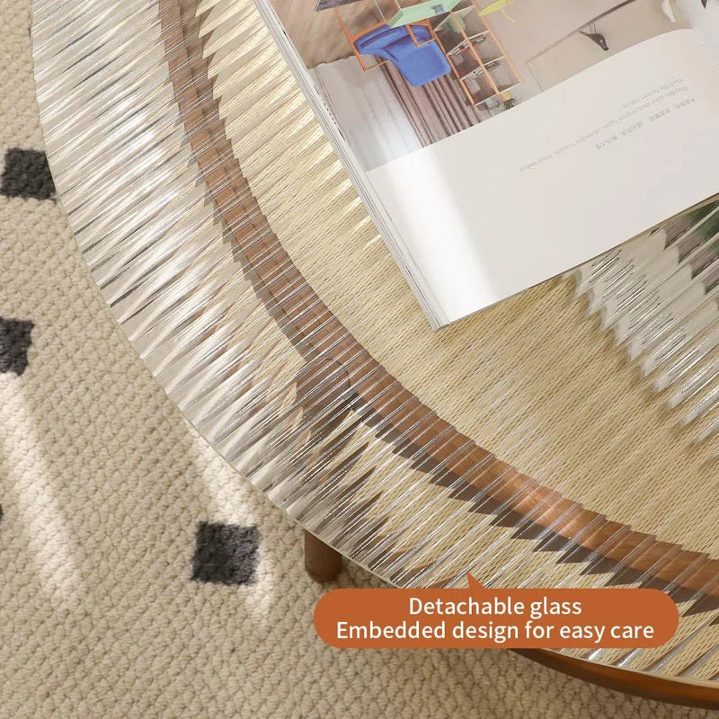 Fluted Glass Top Coffee Table