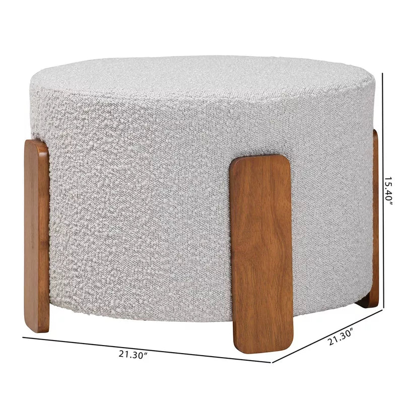 Finlay Boucle Fabric and Wood Ottoman