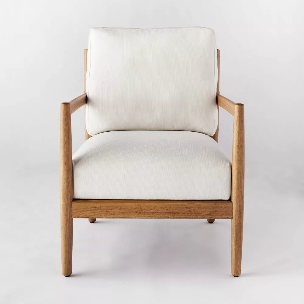 Ahom Ladder Back Wood Arm Accent Chair