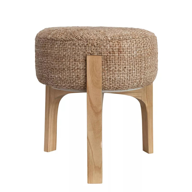 Teak Wood Round Jute Stool