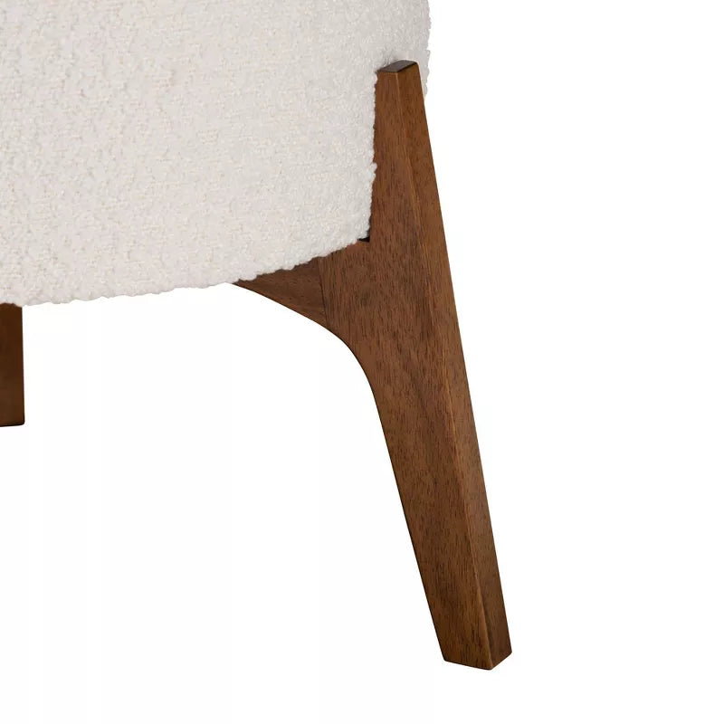 Fabric and Wood Ottoman Footstool