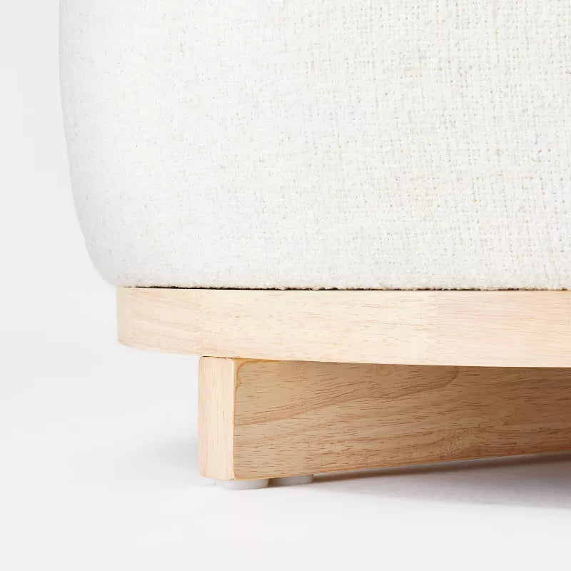 Round Boucle Upholstered Ottoman