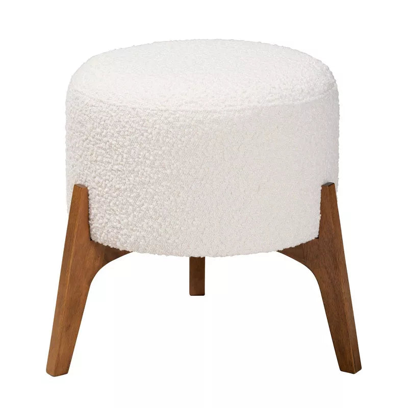 Fabric and Wood Ottoman Footstool