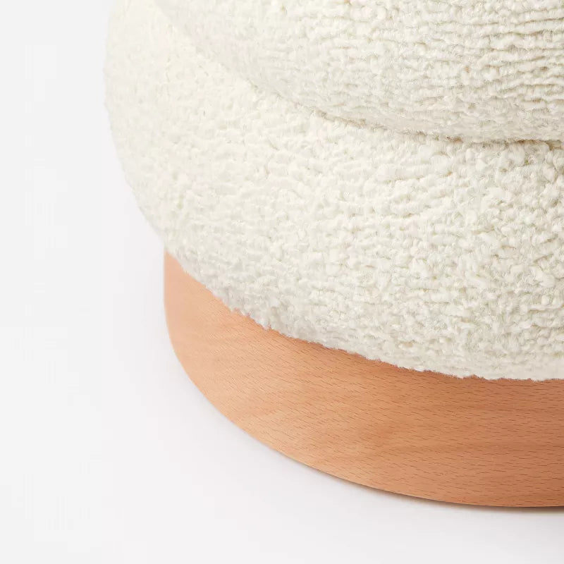 Channel Tufted Ottoman with Wood Base