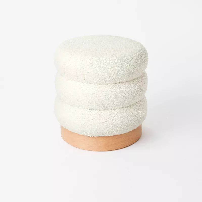 Channel Tufted Ottoman with Wood Base