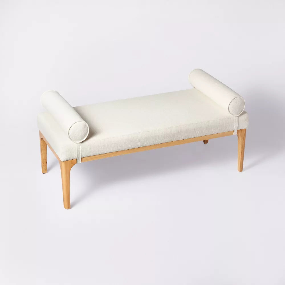 Randolph Upholstered Bench with Bolster Pillows