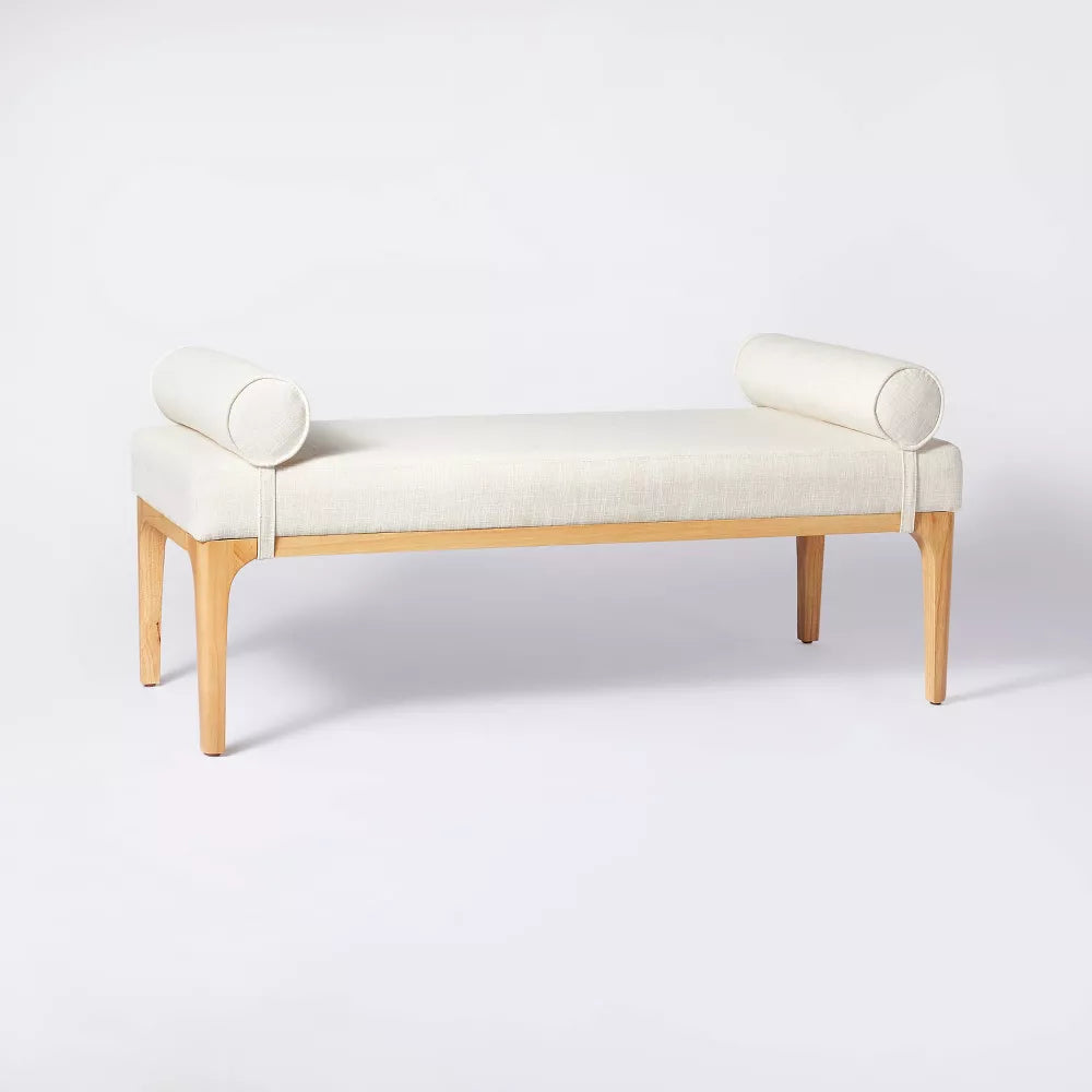 Randolph Upholstered Bench with Bolster Pillows