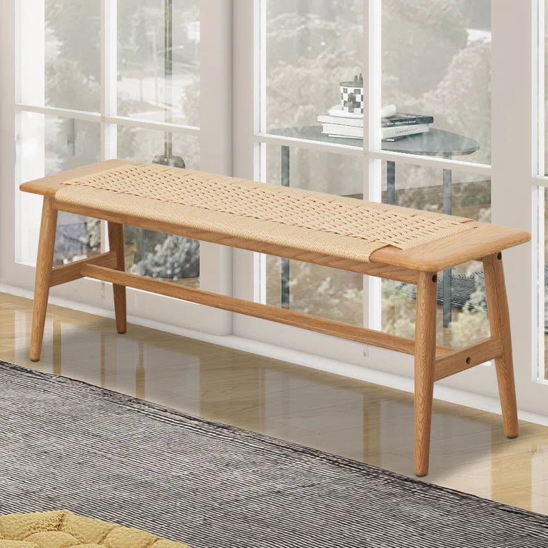 Handwoven Solid Wood Bench