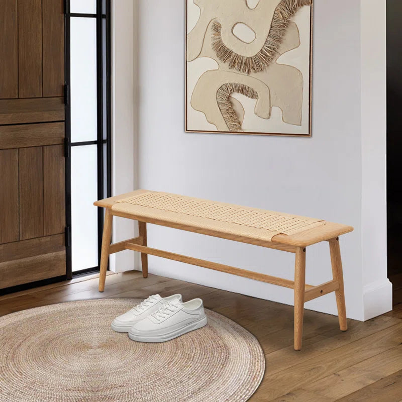 Handwoven Solid Wood Bench