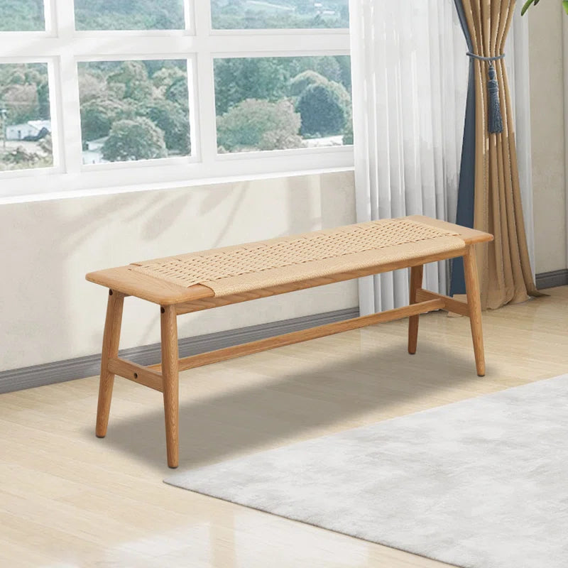 Handwoven Solid Wood Bench
