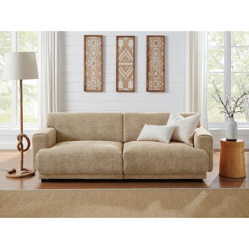 Je'ville Tan Boucle Square Arm Sofa