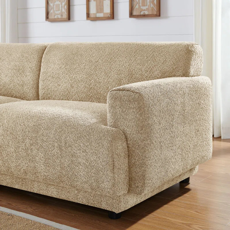 Je'ville Tan Boucle Square Arm Sofa