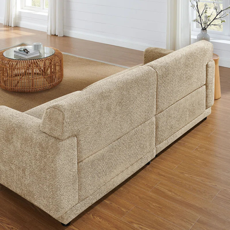 Je'ville Tan Boucle Square Arm Sofa