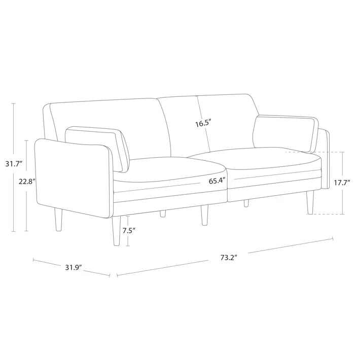 Mid-century Mustered Upholstered Sofa