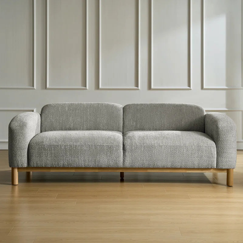 Modern Bouclé Upholstered Sofa with Solid Wood Base