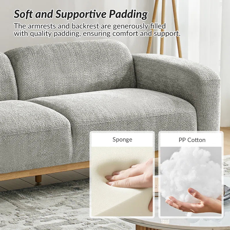 Modern Bouclé Upholstered Sofa with Solid Wood Base