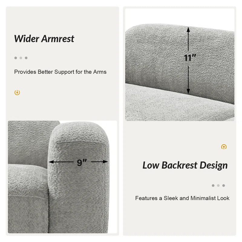 Modern Bouclé Upholstered Sofa with Solid Wood Base